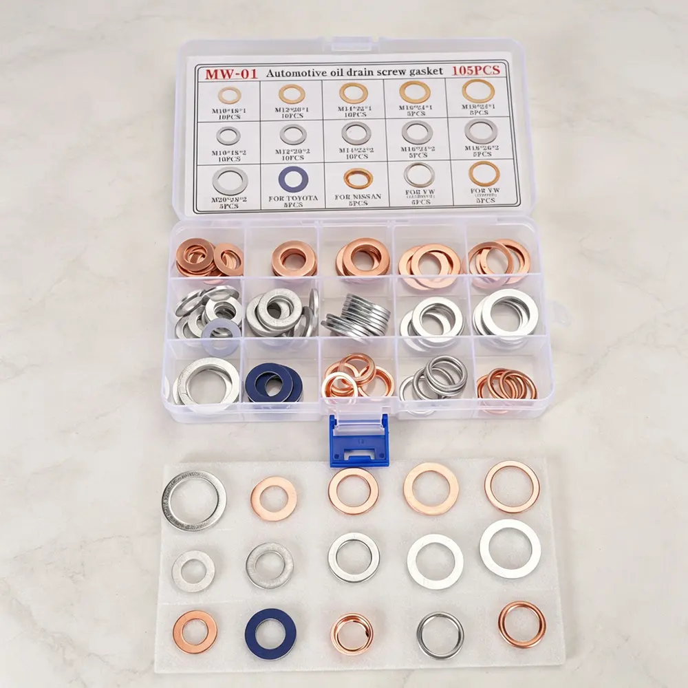 105-Piece Oil Drain Plug Gasket Assortment Kit - Copper / Aluminum — product photo 3 of 5 — aftermarket auto part by MotiveCrate