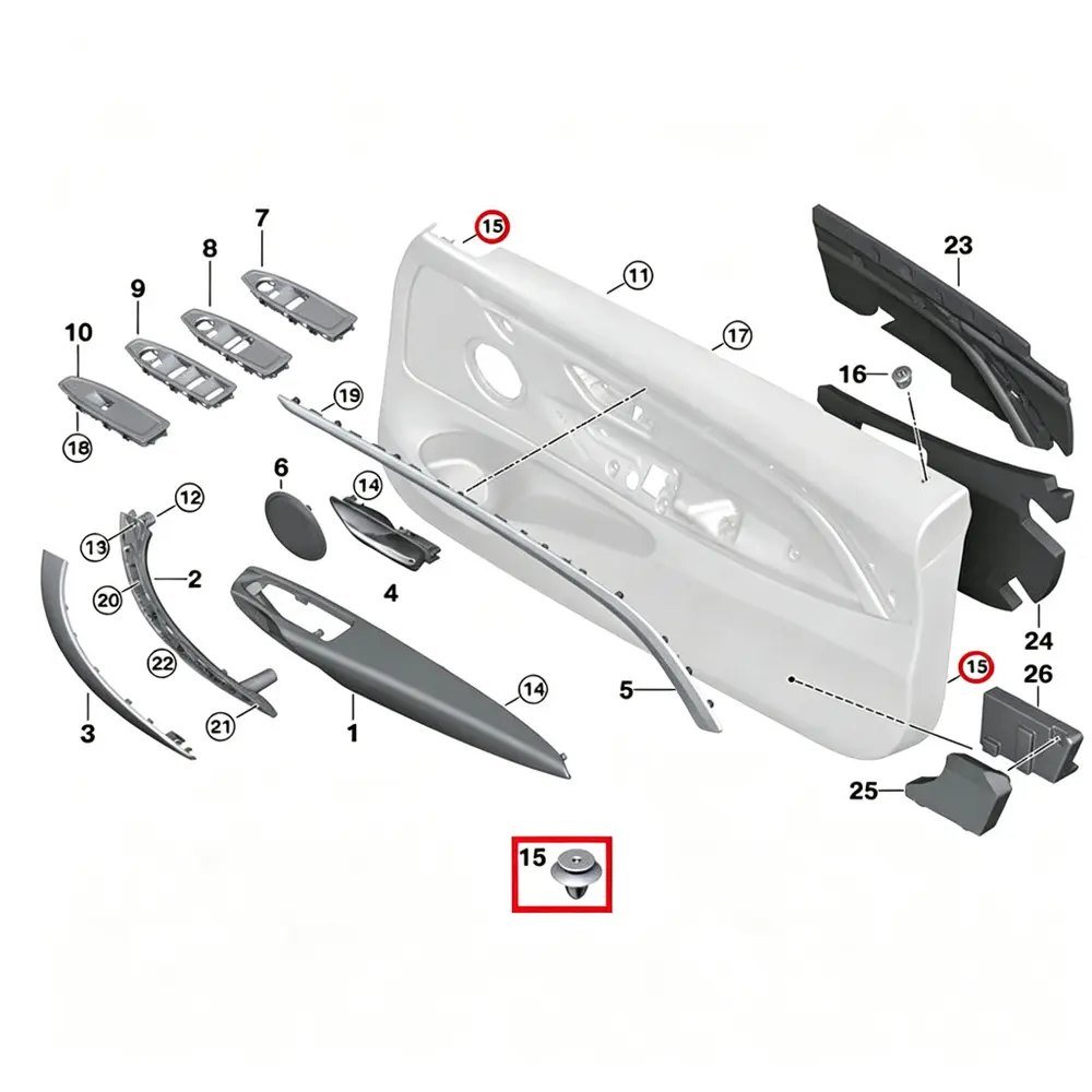 51418224781 Door Panel Trim Clip - BMW — product photo 3 of 4 — aftermarket auto part by MotiveCrate