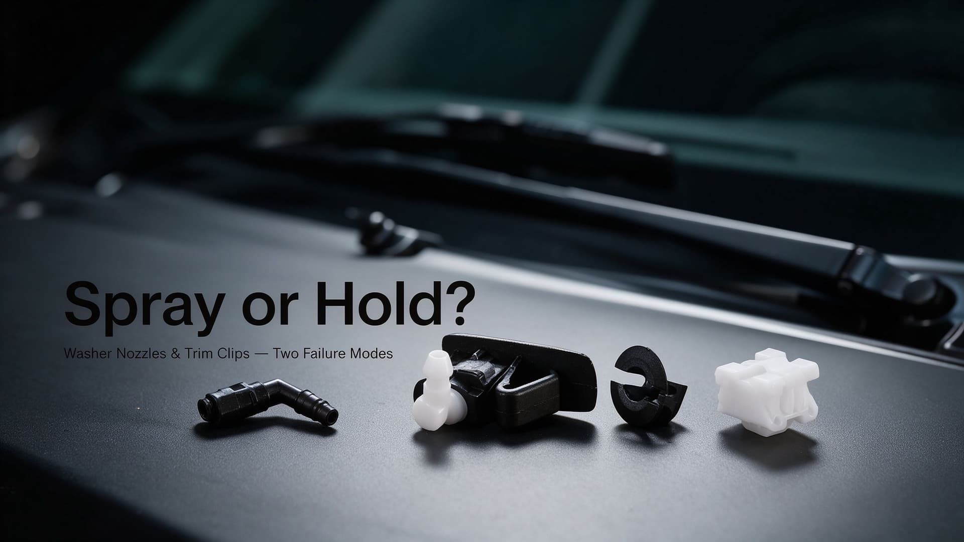 Spray or Hold? How to Diagnose a Washer Nozzle vs a Trim Clip — MotiveCrate guide