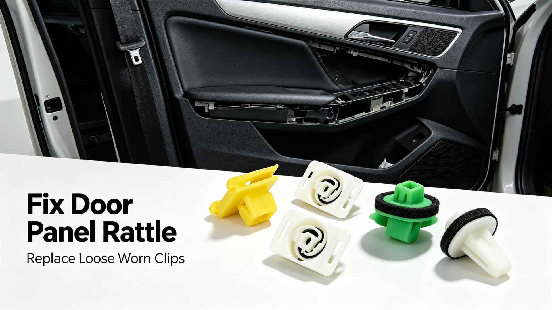MotiveCrate door panel rattle diagnosis and loose trim clip replacement guide cover