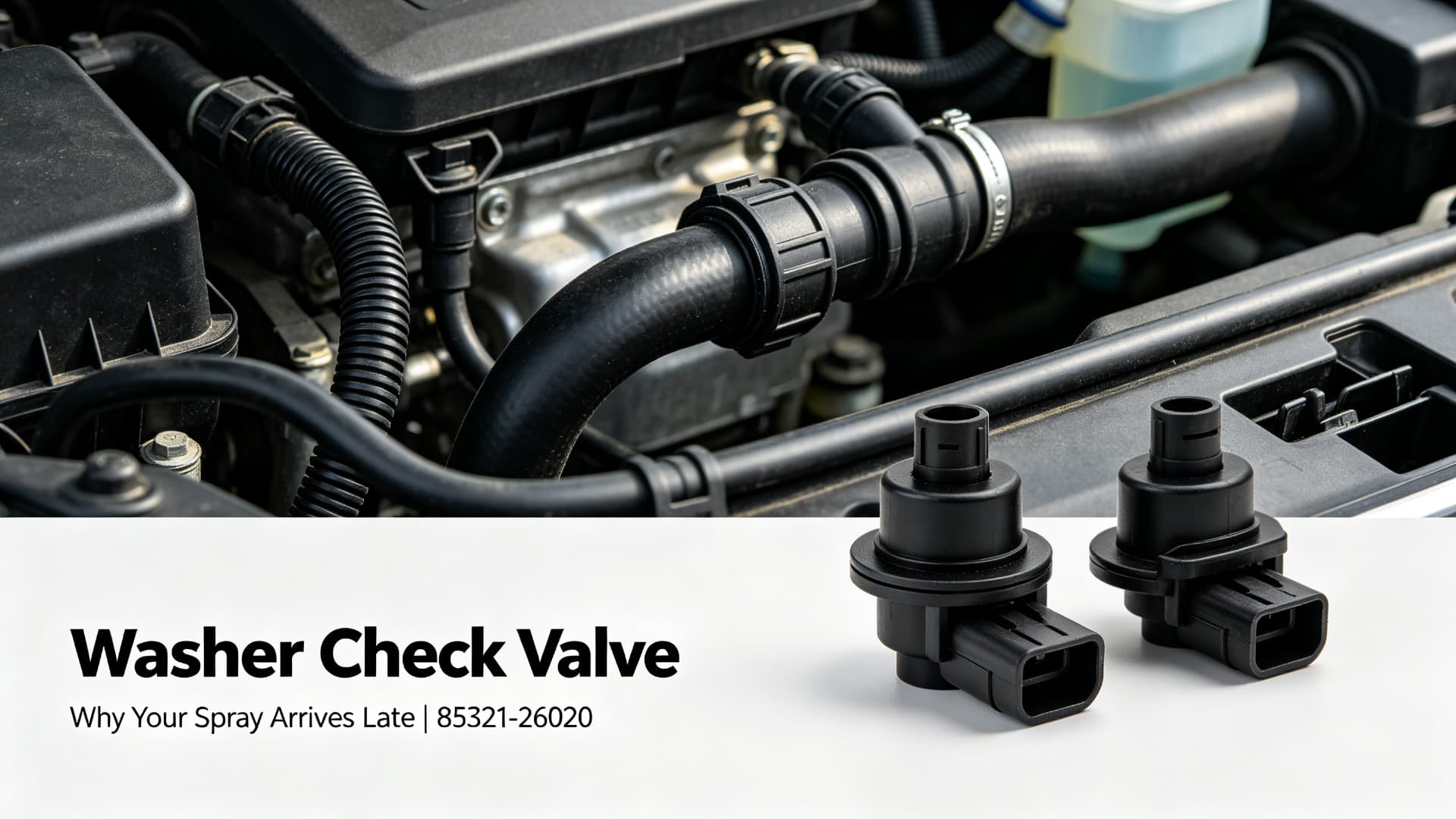 Washer Check Valve: Why Your Spray Arrives Late (85321-26020 / 8532128020) — MotiveCrate guide